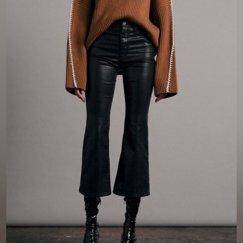 NWT Rag & Bone Casey High-Rise Ankle Flare - Coated Black, 28